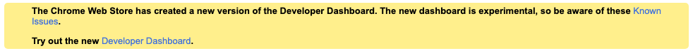 new developer dashboard notification